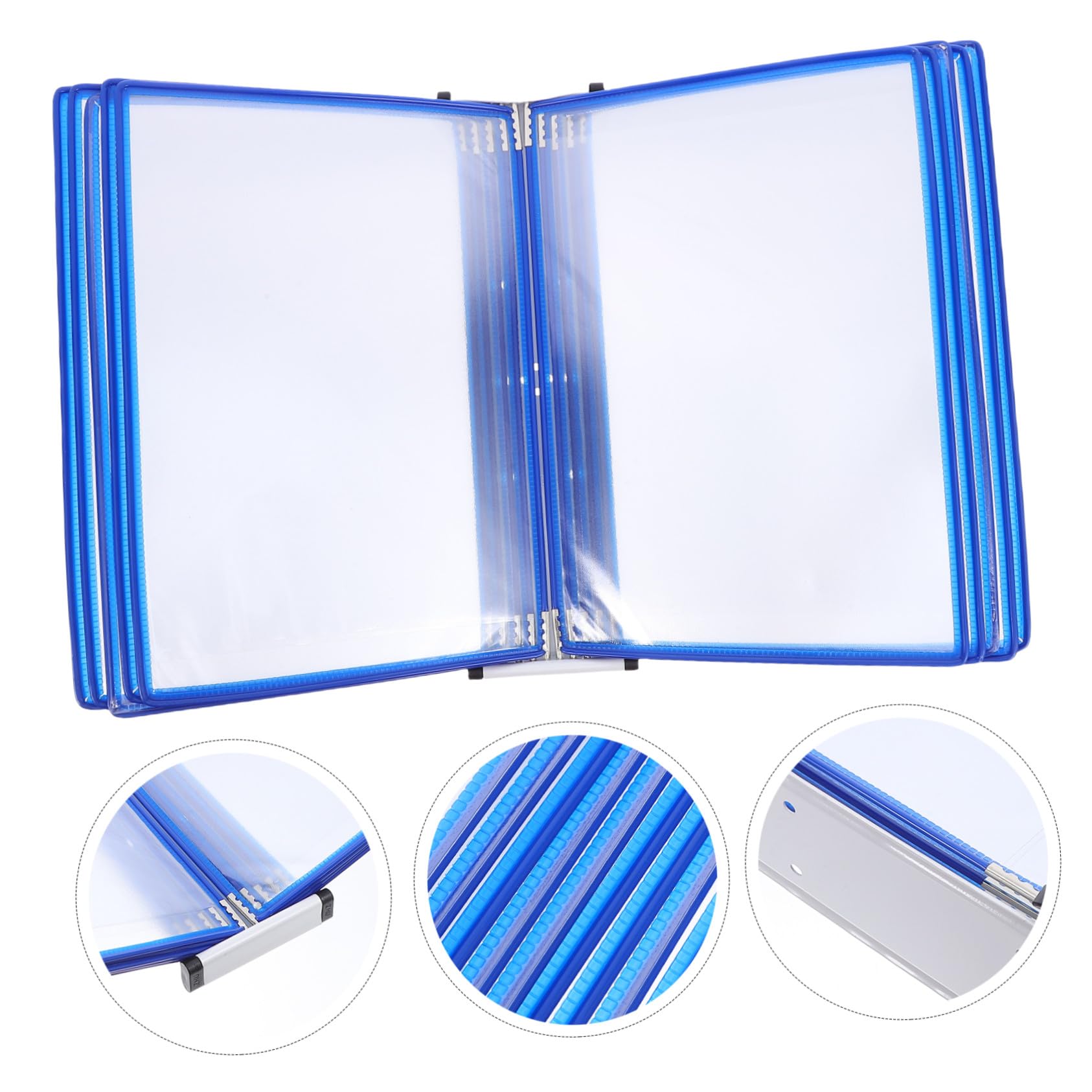 Wandmontierter Aktenorganizer A4 mit 10 Transparenten Fächern | Blaues Eisen Pvc Design, für Dateien und Literatur, für Besprechungsräume und Werkstätten