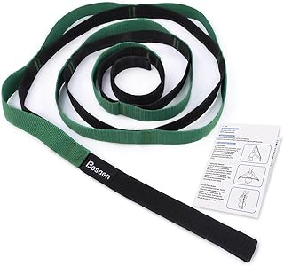 Bosaen [New 2023] Stretching Strap with 10 Loops for Physical Therapy, Non-Elastic Yoga Strap for for Home Workout, Pilates, Gymnastics, Stretch Strap for Women & Men with Exercise Book