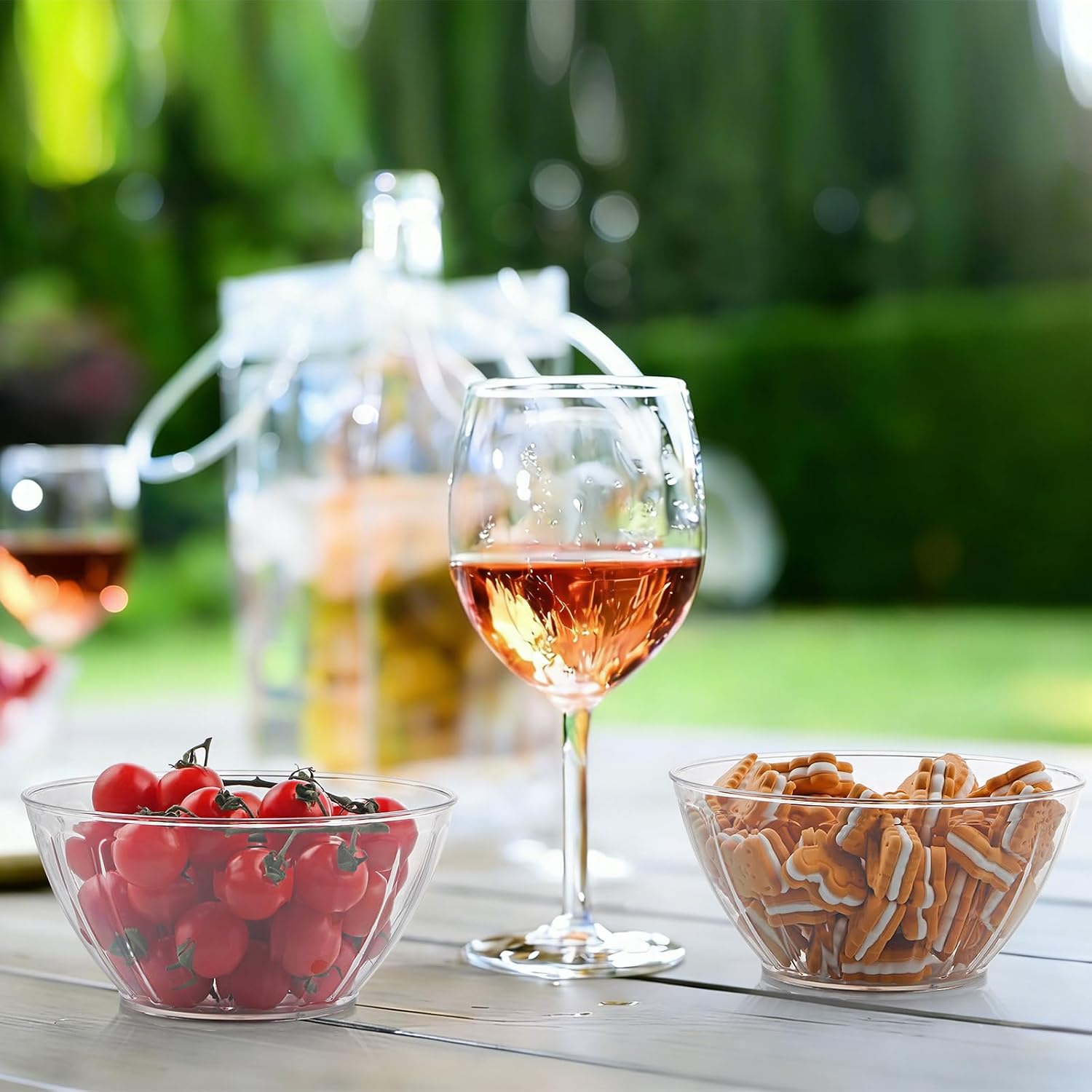 MOLIGOU 6 Pcs Clear Serving Bowls with Lids, 60 oz Plastic Salad Bowls, Reusable Serving Bowl for Chips, Popcorn, Snacks