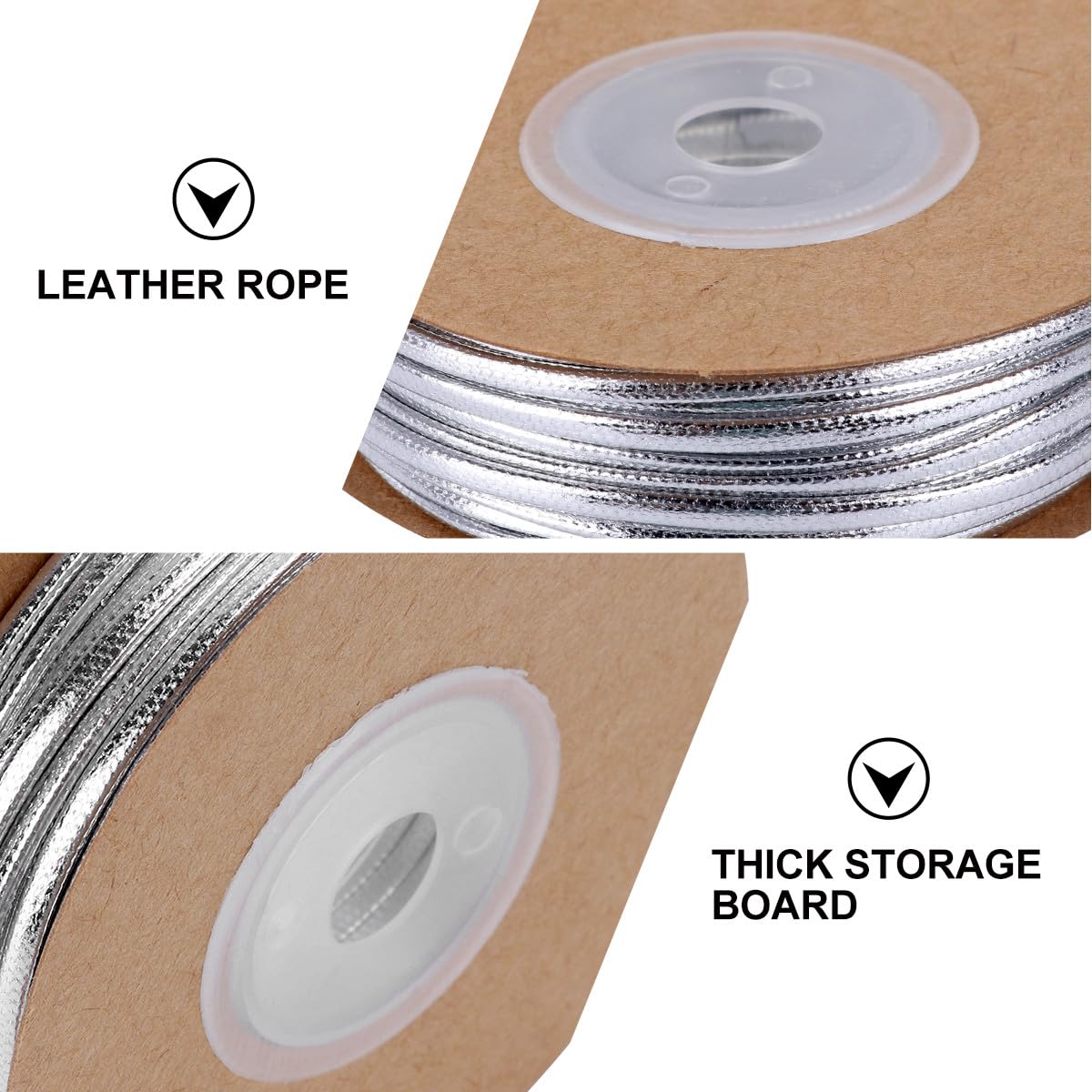 Cordino Pelle Argento 15m Intrecciato 2Mm per Creazioni Fai da Te Accessori per Braccialetti e Collane Adatto a Lavori Manuali
