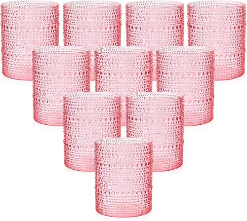 Miniatura 12 de YOUBET 24 Vasos de Plástico con Relieve para Beber - 14 Oz Vasos Transparentes Vintage - Cristalería Desechable con Cuentas para Jugo, Vino, Fiesta