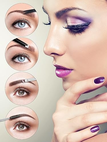 Miniatura 5 de EBANKU 7 Uds. Herramientas de cepillo de peine de pestañas, cepillo de cejas, peine separador de pestañas, herramienta profesional para cejas de