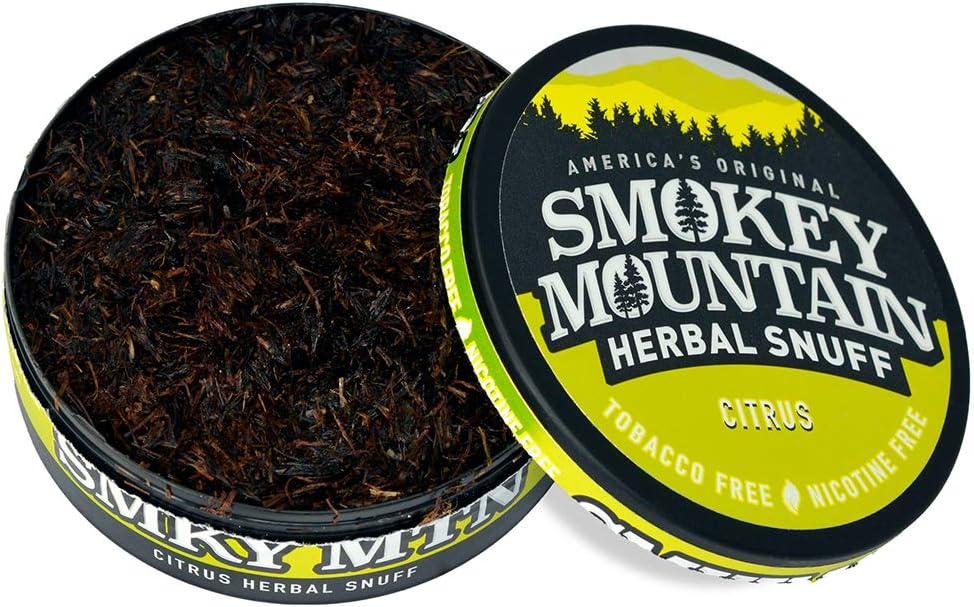 Smokey Mountain Herbal Long Cut – Citrus – 1 Can - Tobacco Free and Nicotine Free Snuff