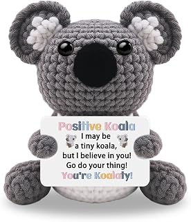 Handmade Crochet Koala Plush Inspirational Gifts for Women Positive Crochet Animals Positive Support Crochet Appreciation Gifts Retirement Gift for Woman
