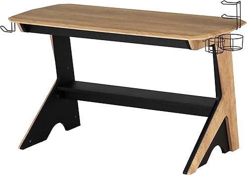 Miniatura 8 de Techni Mobili Escritorio para computadora de oficina en casa, estación de trabajo con dos portavasos y un gancho para auriculares, 50 pulgadas de