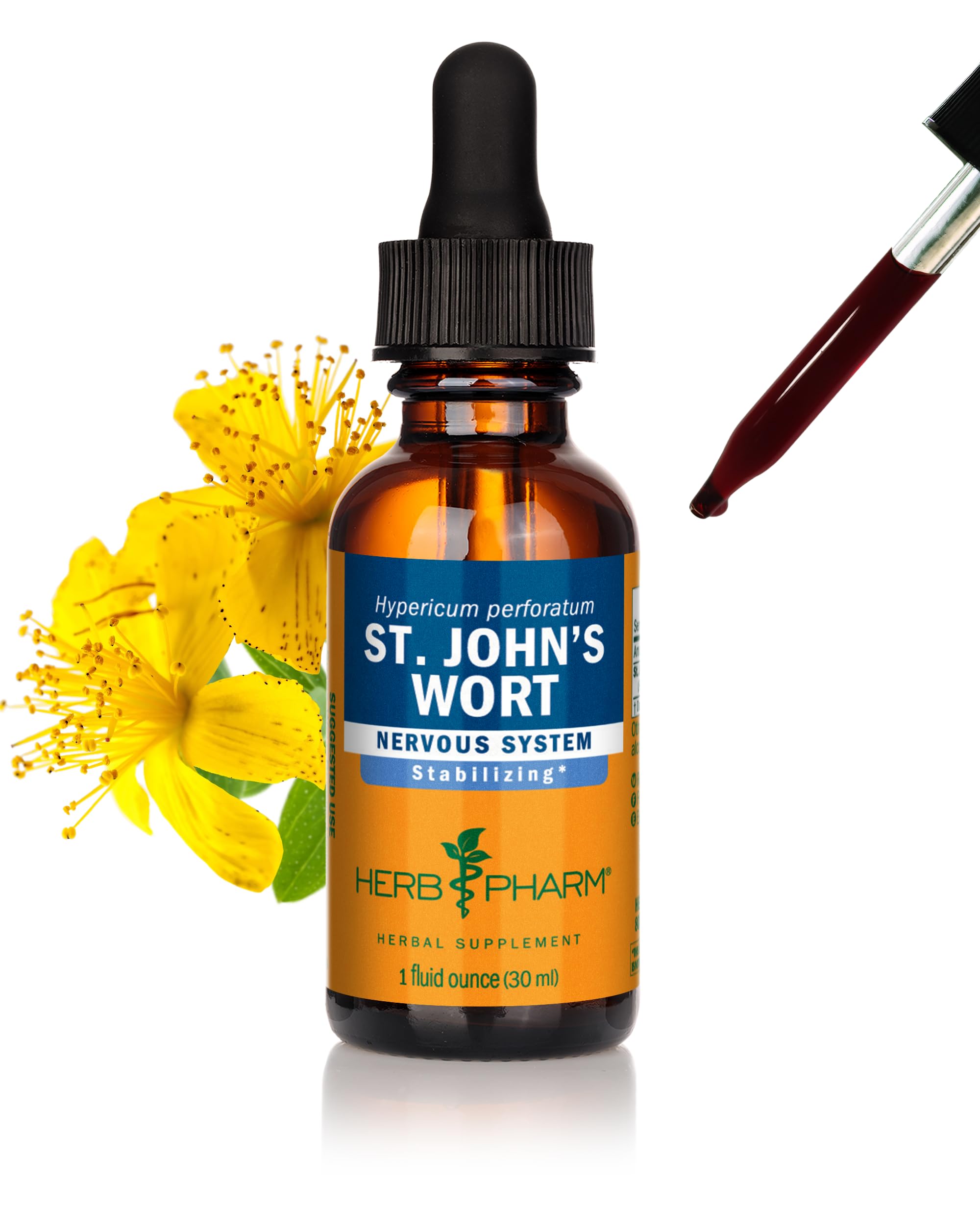 St. John's Wort Liquid Extract for Positive Mood and Emotional Balance, Cane Alcohol, 1 Ounce
