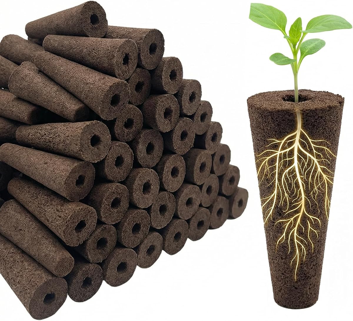 50-Pack Grow Sponges, Hydroponic Planting System Pods, Fast Germinating Seed Starting Sponges, Aerogarden Compatible