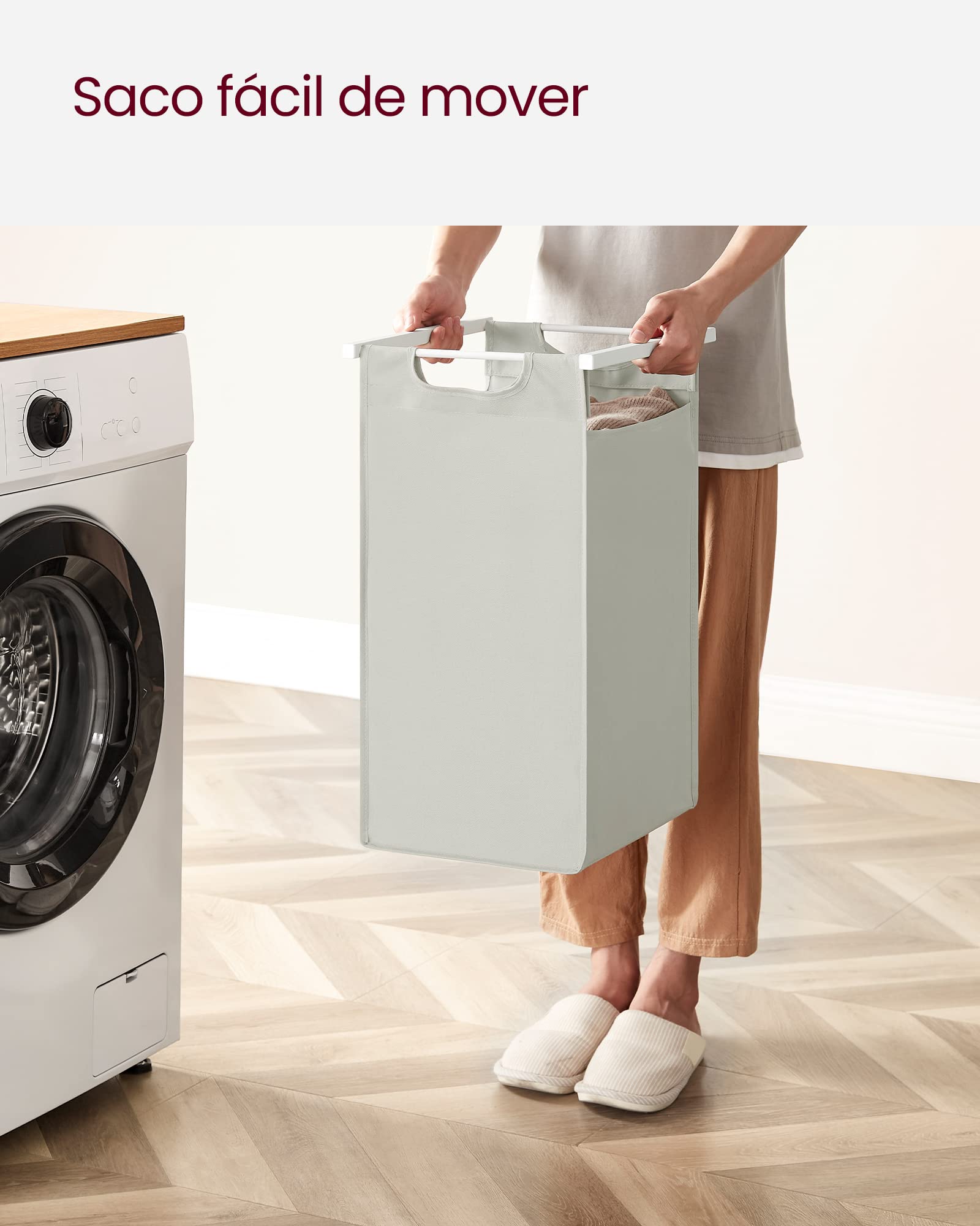 VASAGLE Cesto para Ropa Sucia, Cesta Colada Desmontable con 2 Bolsas Extraíbles, 2 Estantes, 46 L por Bolsa, para Baño, Lavandería, Blanco BLH211W01