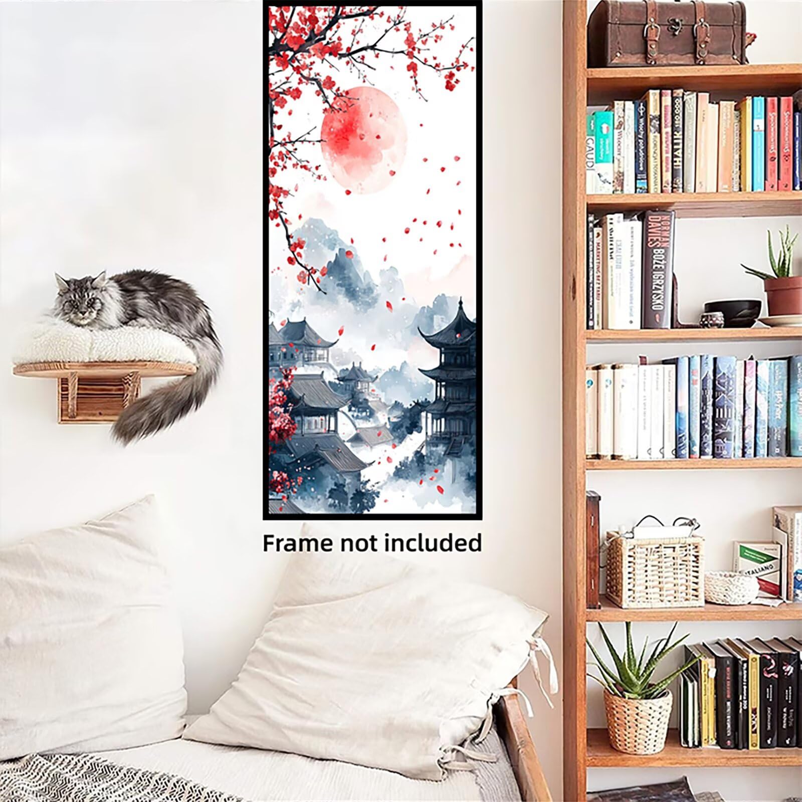 Malen Nach Zahlen 50x150cm Leinwand Dachboden Malen Nach Zahlen Erwachsene mit Ohne Rahmen, DIY Kreativ Set für Erwachsene mit Pinseln und Acrylfarbe, Zimmer Deko Blüten 1 Landschaft Geschenk, P0M-917