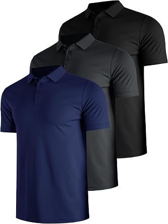 Teesmen Men's Polo T Shirts Short Sleeve Breathable Quick Dry Sports Work Golf 3 Pack