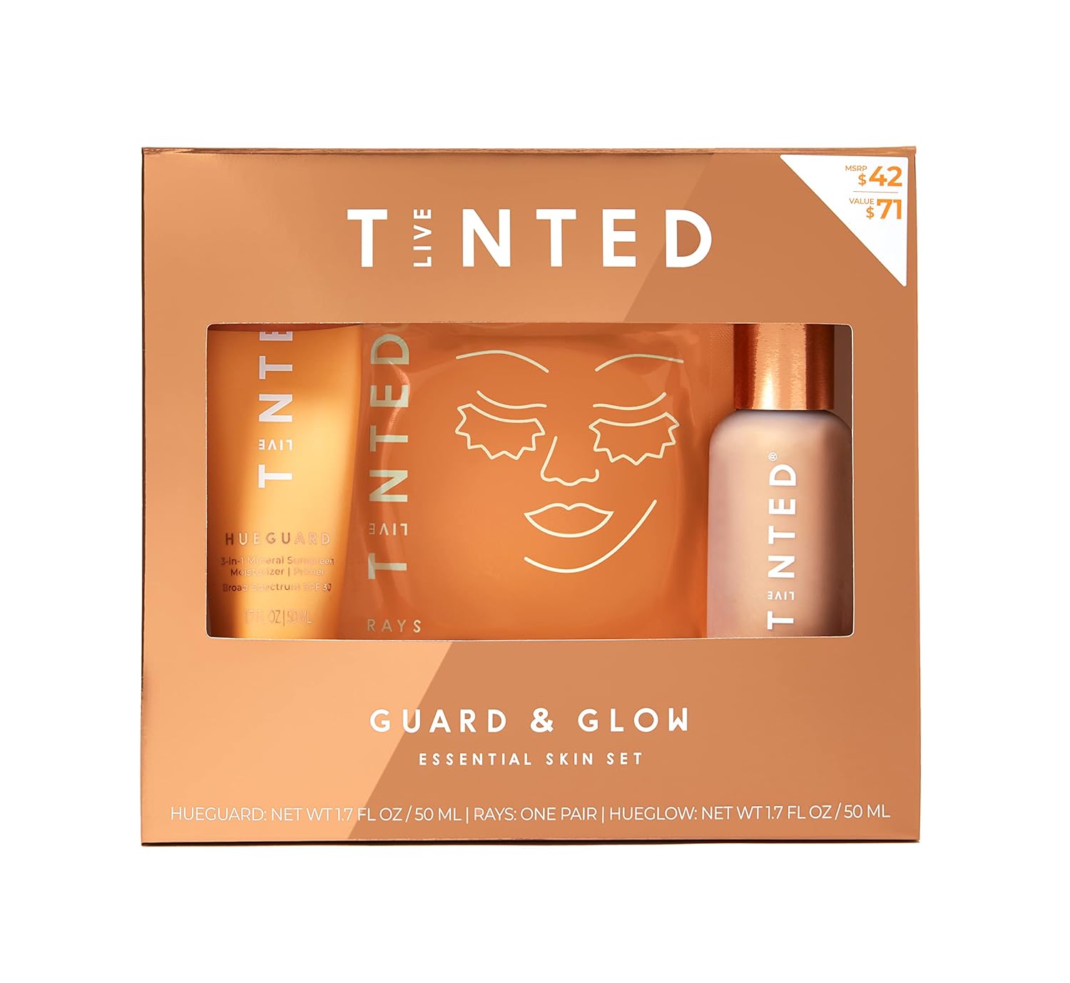 LIVE TINTED Guard & Glow Essential Skin Set includes