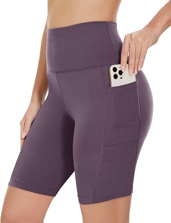 HIGHDAYS 5 Biker Shorts for Women with Pockets-High Waist Tummy Control Spandex Workout Yoga Running Gym Activewear