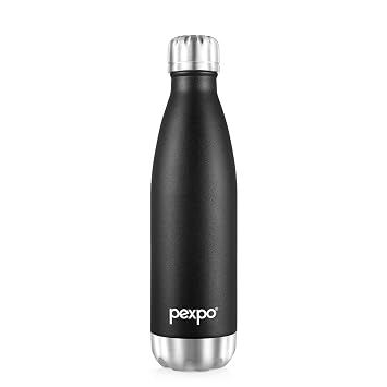 Go24 pexpo Water Bottle 500ml | Hot and Cold Flask | ISI Certified Steel Bottle | 3 Layer Insulation | Leakproof | for Home, Office | 2-Year Warranty |Electro| Knight Black