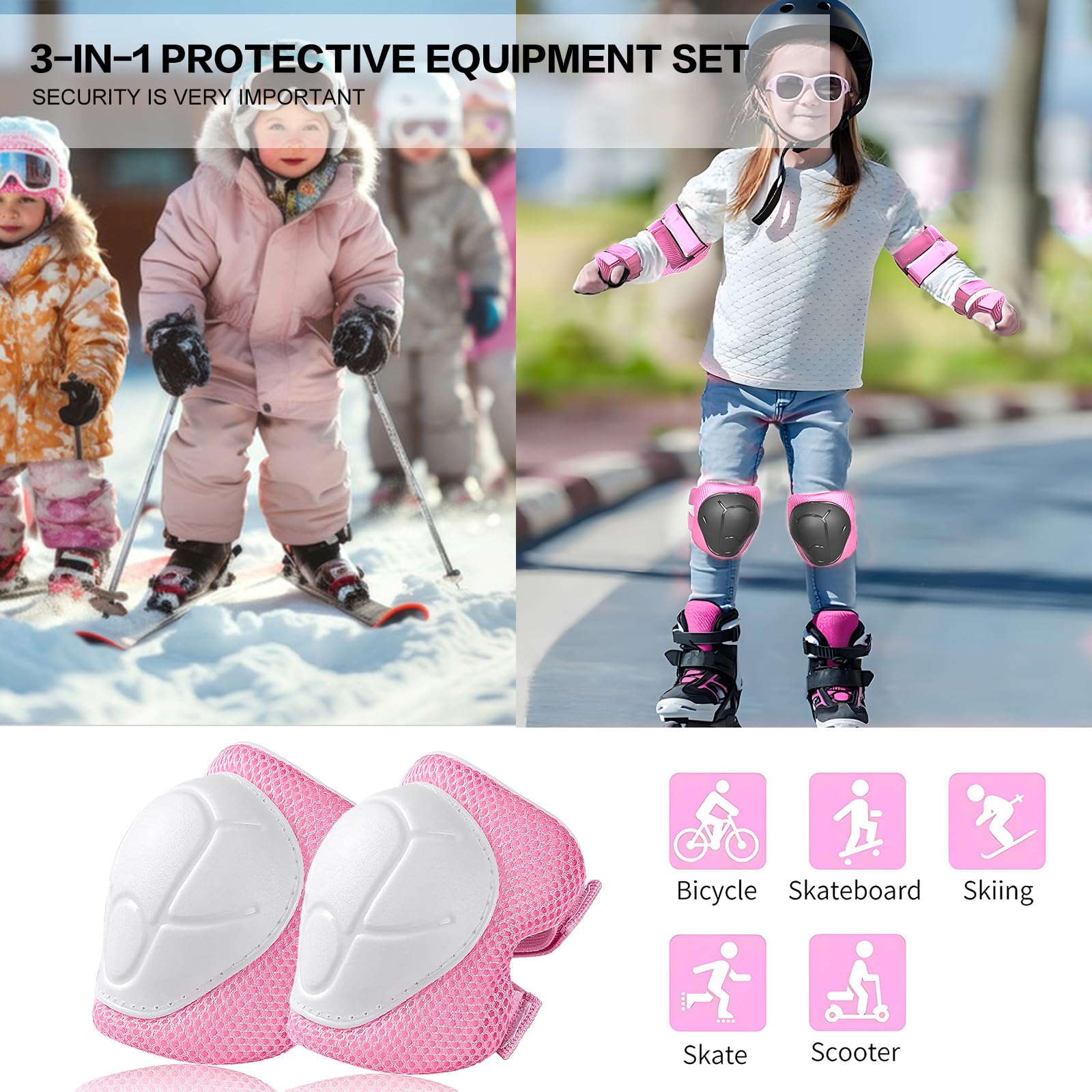 Set Protezioni Ginocchia Gomiti Polsi Per Pattini In Linea E Skateboard - 6 Pezzi, Taglia Unica Regolabile