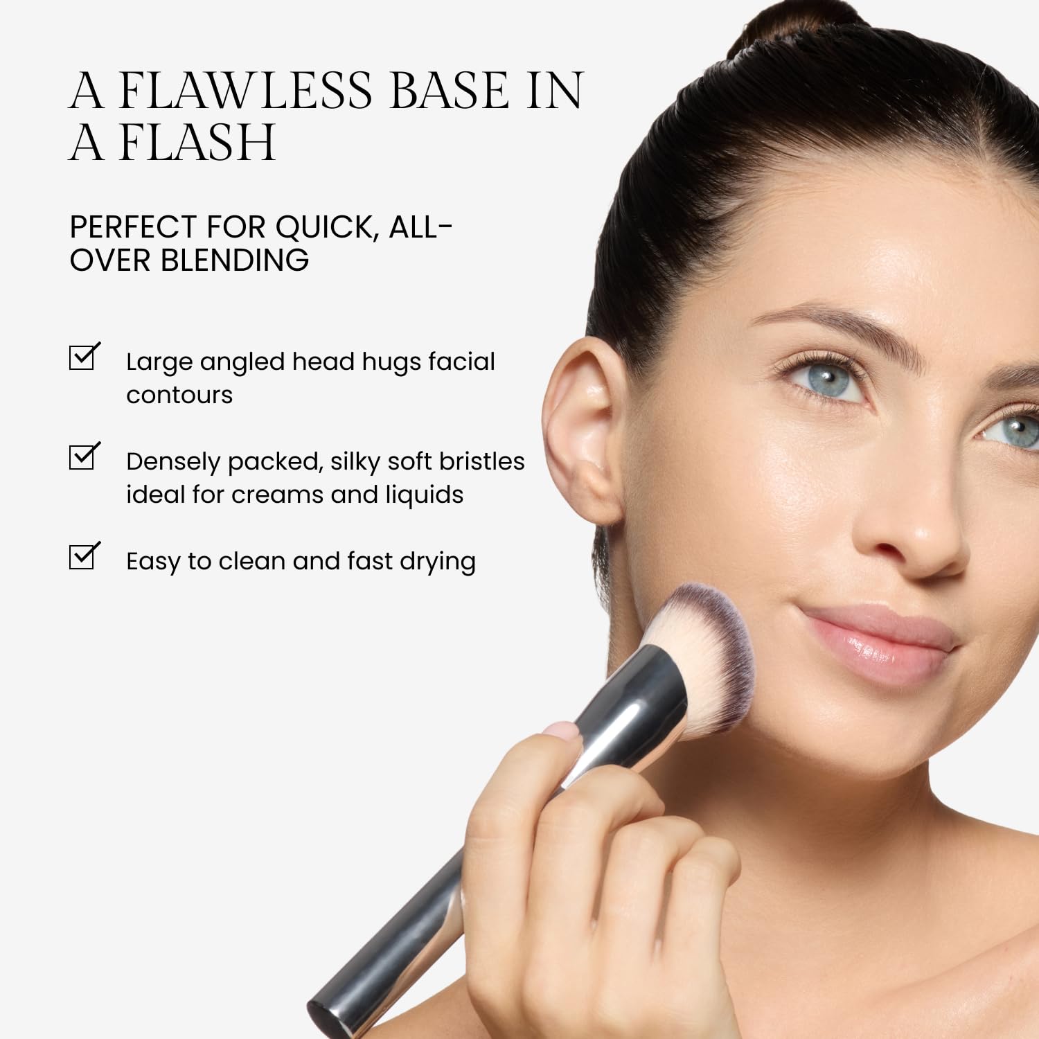 OFIR Core Canvas, Angled Shape, Dense Complexion Brush, Sensitive Skin Friendly, Easy to Clean, Vegan