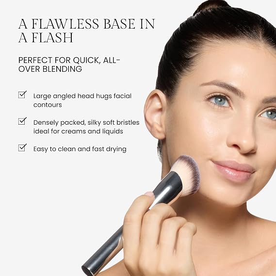 OFIR Core Canvas, Angled Shape, Dense Complexion Brush, Sensitive Skin Friendly, Easy to Clean, Vegan