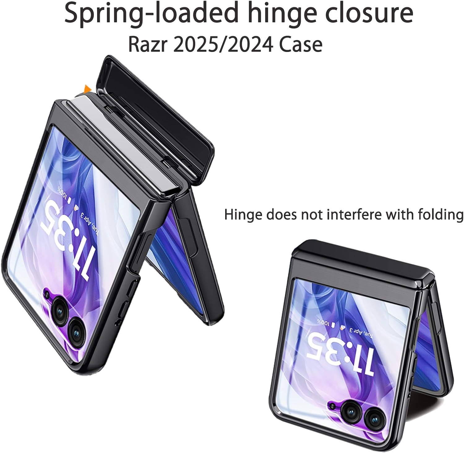 for Motorola Razr 2025 / Razr 2024 Case Clear with Hinges Protection & Plated Frame & Built-in Front Screen Protector (Silver, Razr 2025/2024)