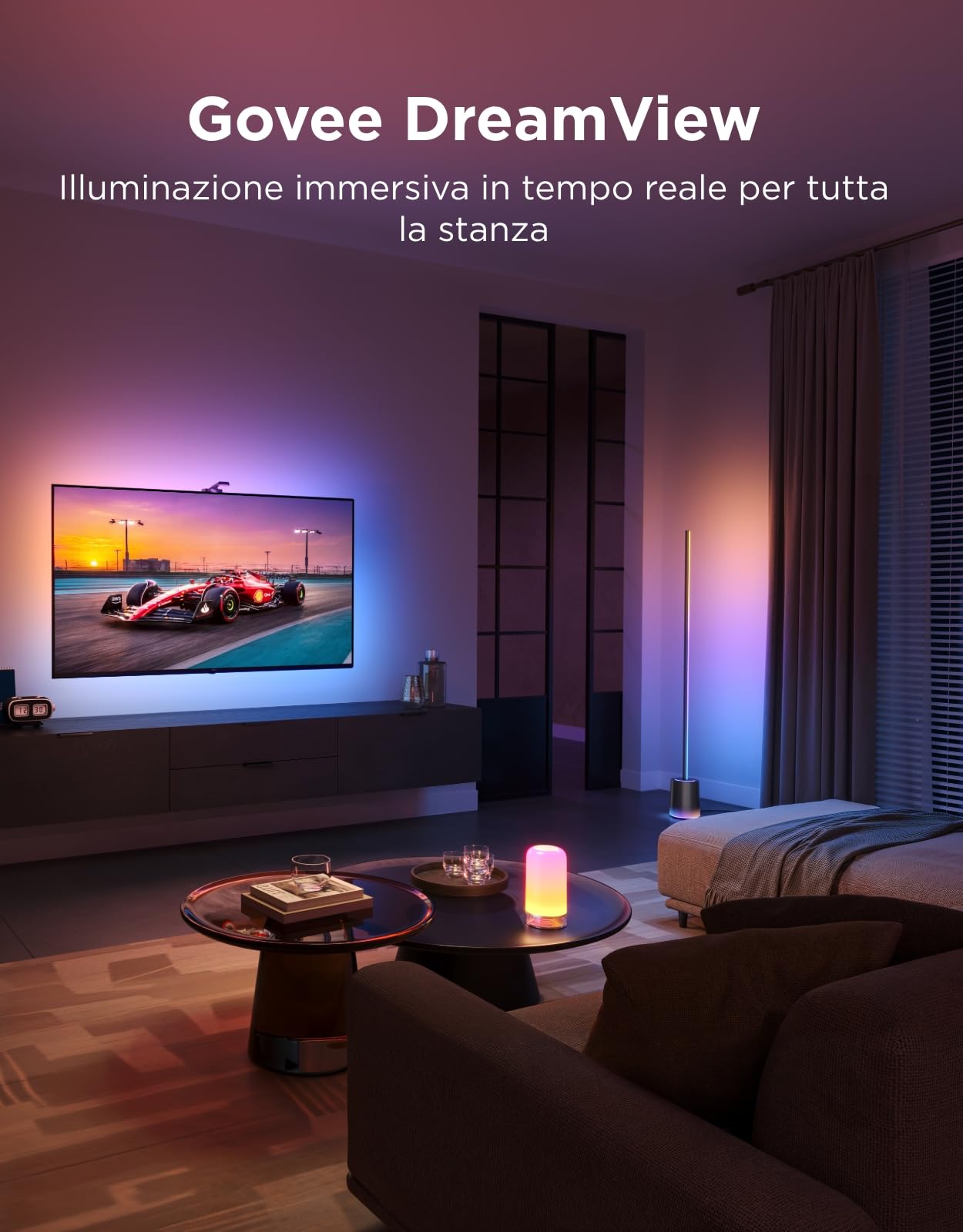 Govee LED TV Retroilluminazione 3 con Doppia Telecamera da 4 MP, Striscia LED RGBWIC 3,6 m con Sincro Schermo per TV da 55-65 Pollici, 60 LED/m, Filtro AI, Comando App/Voce, Compatibile Matter/Alexa