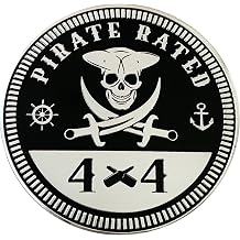 Pirate Badge Rated Car Emblem, 4 x 4 Metal Automotive Badge 3D Metal Car Badges Emblems Round Decals B Decals Stickers Compatible with Jeep Wrangler Vehicles Trucks