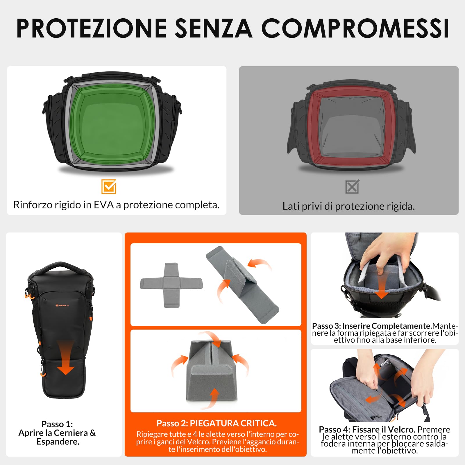 TARION Borsa Macchina Fotografica Piccola: Borsa Fotografica con Capacità Espandibile Borse a Tracolla DSLR Impermeabile per Fotocamera Reflex TRIAD PACK
