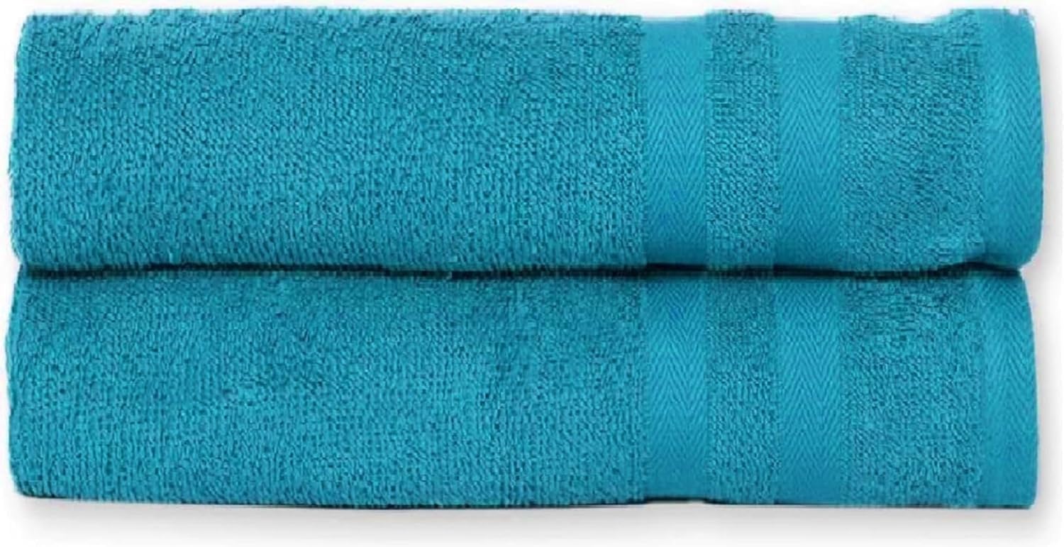 Pack of 2 Large Jumbo Bath Sheets Set (90 cm x 150 cm, 600-GSM) Super Soft 100% Egyptian Cotton Luxury Towels Sets Quick Dry Hotel Quality, Beach, Gym, Spa, Yoga Towel (Teal/Turquoise)