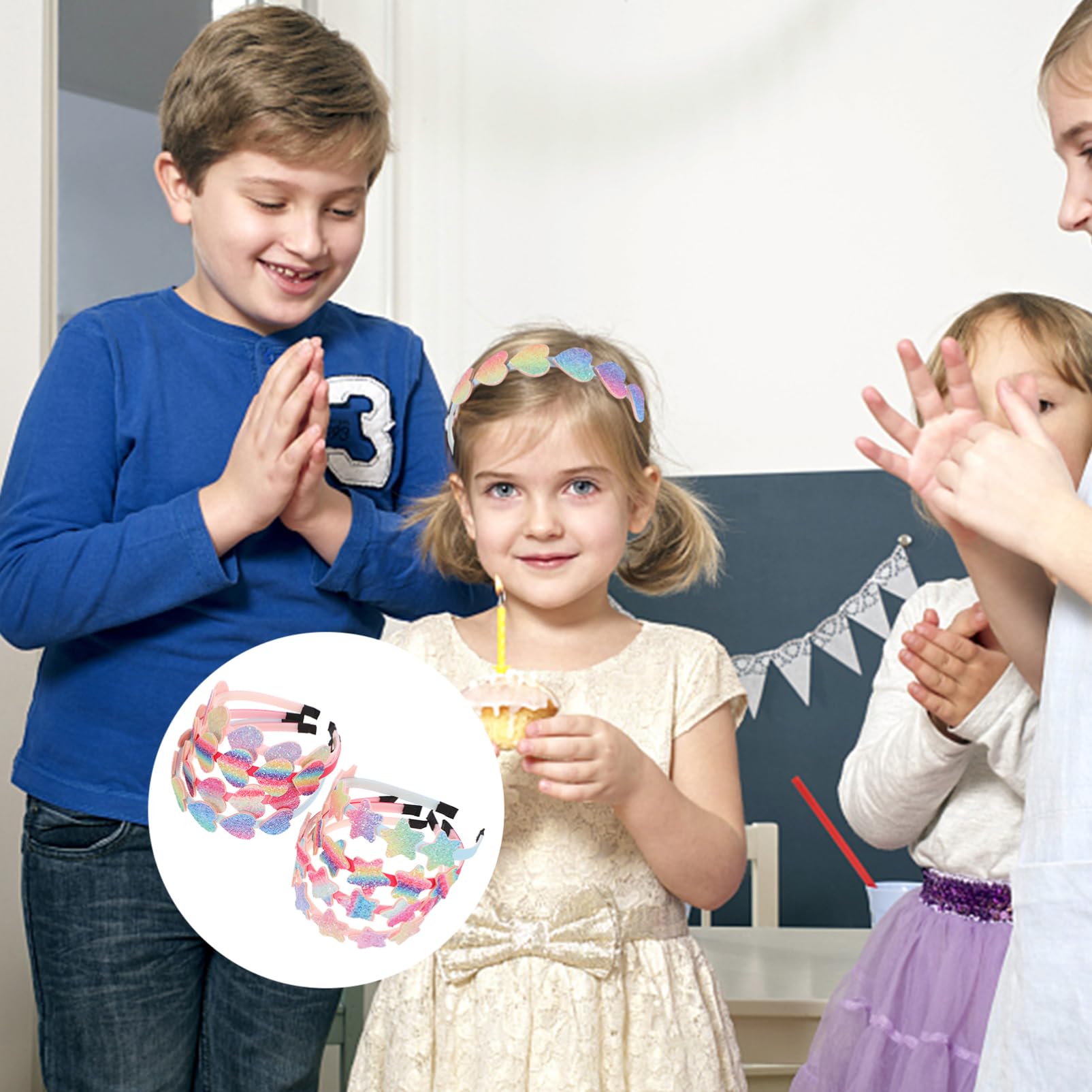 Housoutil 16pezzi Cerchietti Colorati Per Bambine Con Cuori e Stelle Da Fasce Per Perfetti Per Compleanni e Feste Accessori Per Ragazze Agli Anni