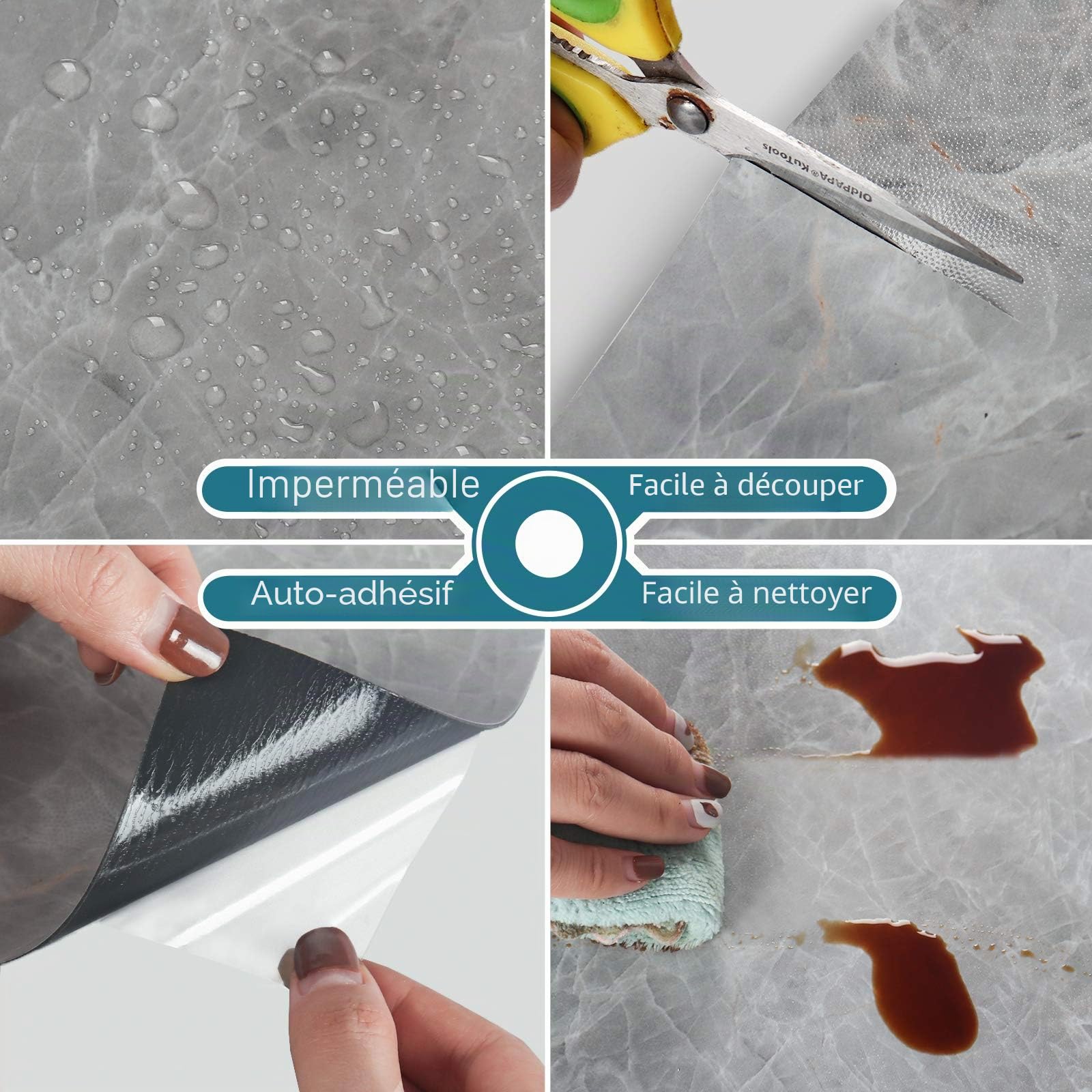 VEELIKE PVC Autocollant de Carrelage de Salle de Bain étanche pour Mur 30cm x 30cm Amovible Autocollant de Sol Effet Ciment Gris Auto-adhésif pour Dosseret de Cuisine étanche à l'huile 24 Pièces
