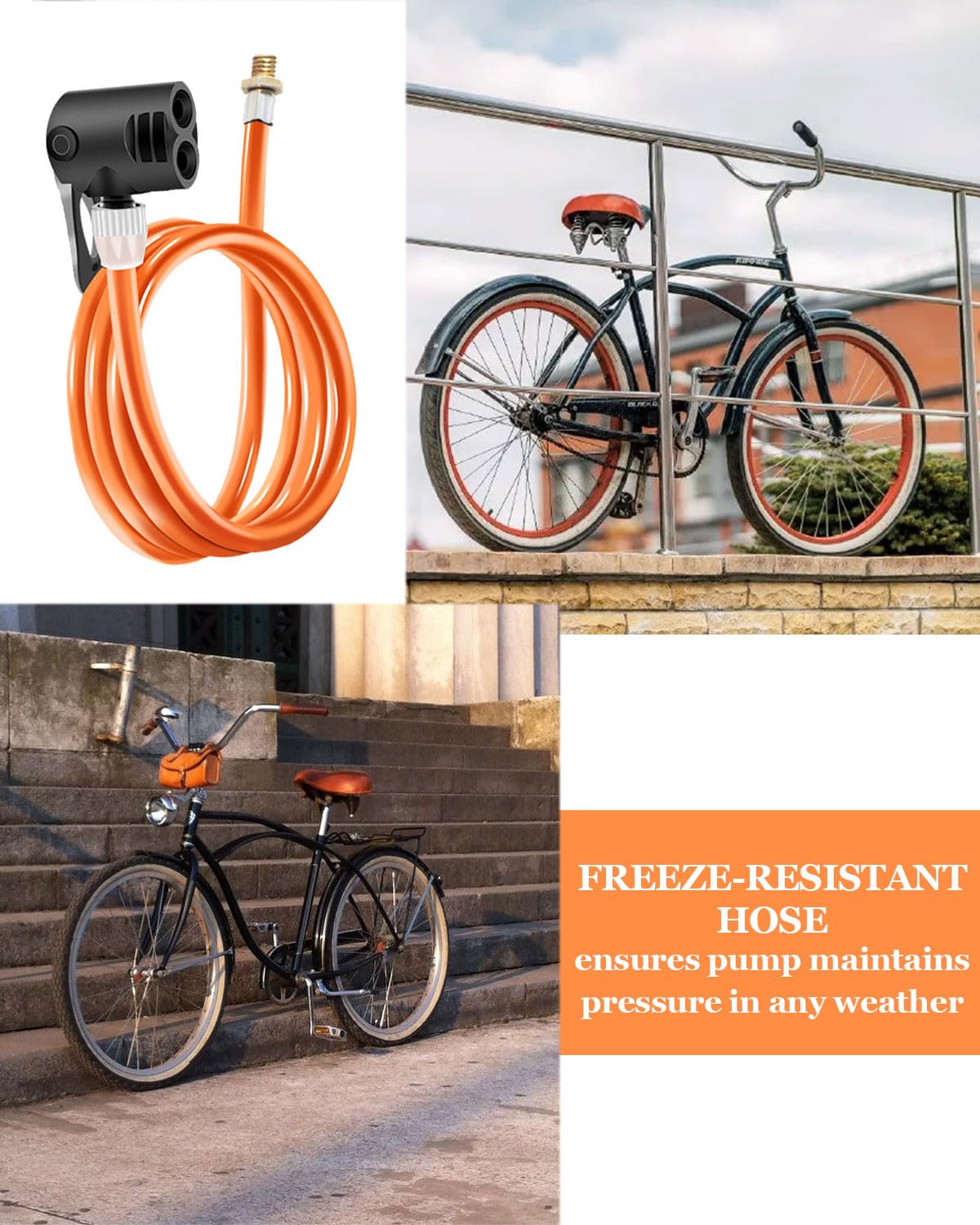 Pompa bici tubo flessibile valvola Presta Schrader 120cm per bicicletta MTB