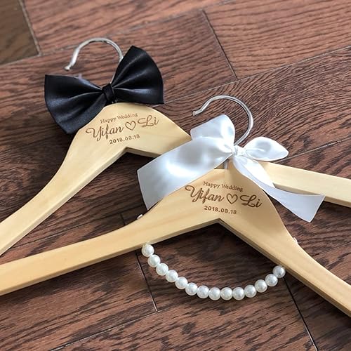 Miniatura 6 de Perchas de novia personalizadas, perchas de madera blanca de primera calidad para vestidos de boda, vestidos de dama de honor, fiesta de novia,