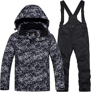 Niños Traje de Esquí Conjunto de Nieve 2 Piezas Chaqueta + Pantalón Ropa de Esquí Niñas Engrosada Cálido Impermeable
