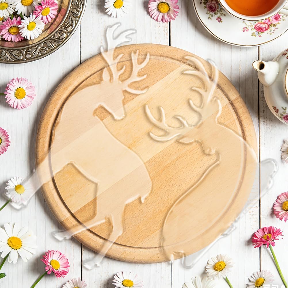 3pcs Pine Tree Router Template Deer Acrylic Template for Home Mantel Decor Woodworking Drawing Inlay Templates Clear
