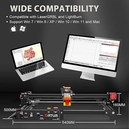 Miniatura 6 de ORTUR Laser Master 2 Pro S2 - Grabador láser de potencia de salida de 5.5 W, detección de llama, parada de emergencia, grabado láser y máquina de