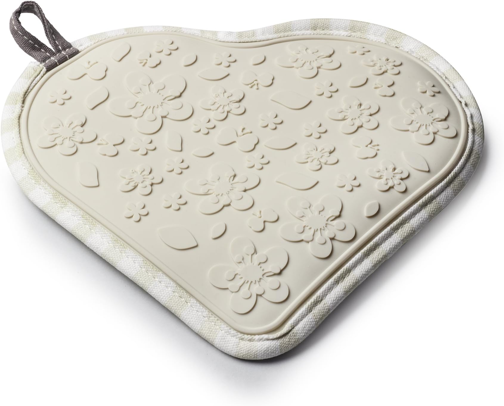 Zeal Silicone and Cotton Hot Mat and Pot Holder Heart Shape, Cream, 20.5 x 22.5 x 20.5 cm