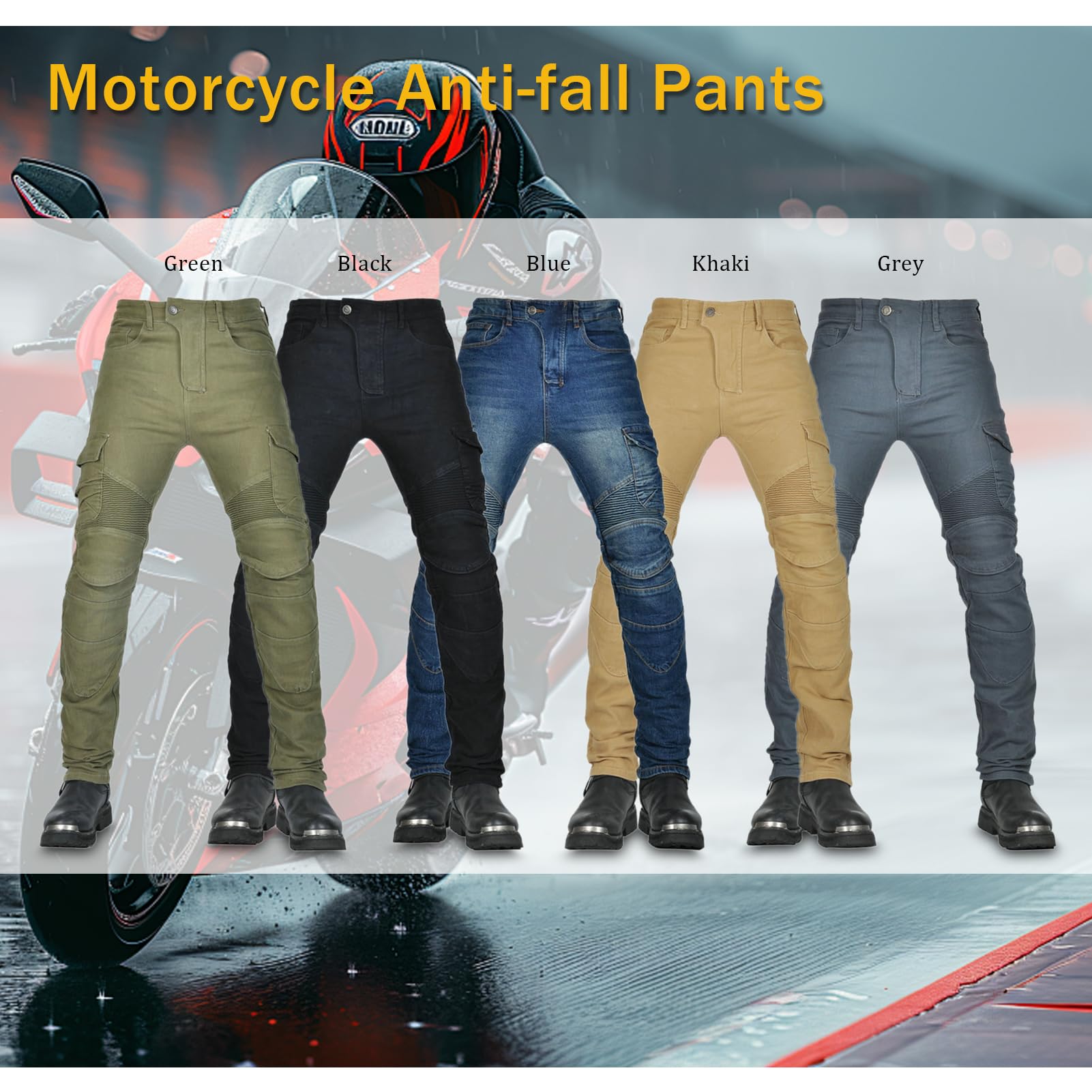 Motorradhose Für Herren/Damen, Radsport-Motorradhose, Stretch-Biker-Biker-Jeans, Sportliche Motorradhose Mit Protektoren, Motorrad-Schutzhose