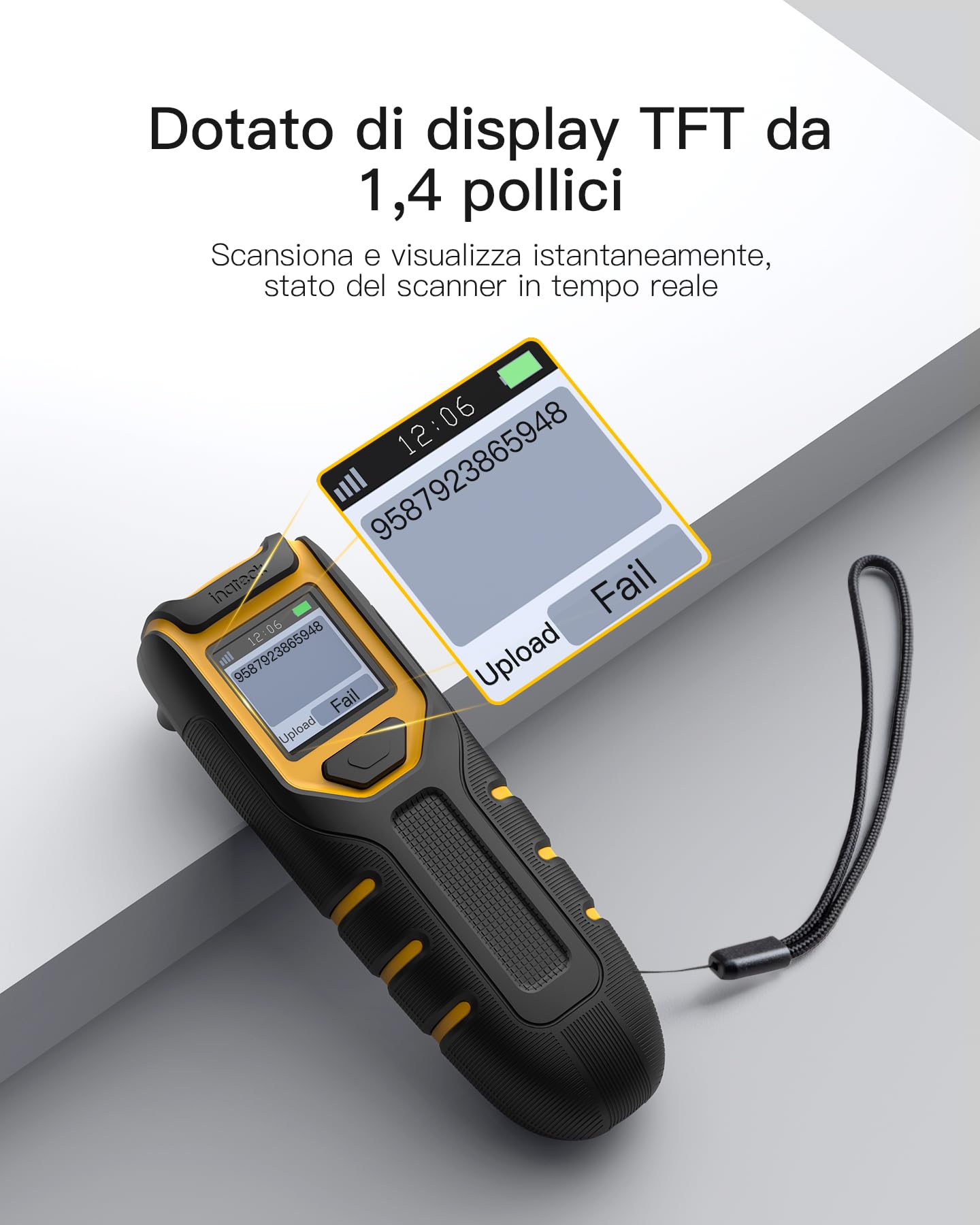 Inateck Lettore Codici a Barre 1D 2D QR, Portatile Barcode Scanner Wireless Bluetooth, Batteria 2600mAh, Compatibile Tablet iPhone Android iOS PC, Ideale Magazzino Logistica Negozio Spedizioni