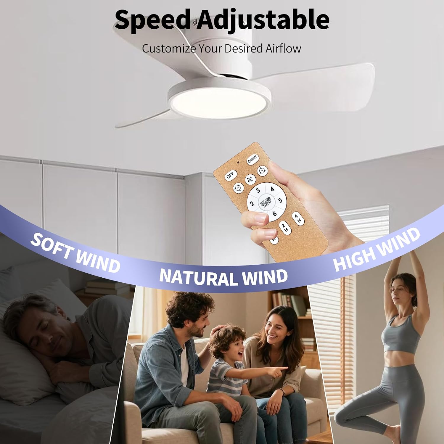 Replacement Remote Control for Letmarey/Bouncats/JahyShow/HuixuTe/InfiniPower/juajua Ceiling Fan with Light, Gold