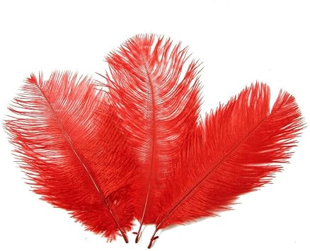 XZEN 5.9-7.9 Ostrich Feather Plume Decoration DIY Craft Pack of 50PCS (Red)