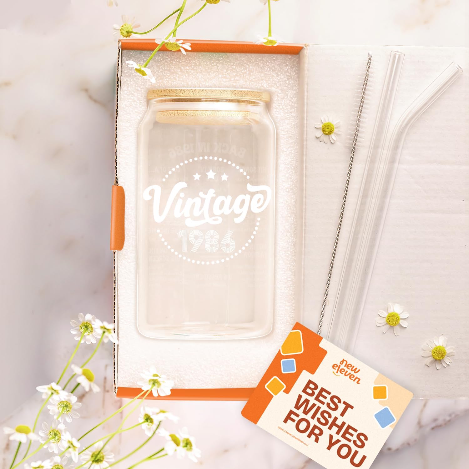 NewEleven 40th Birthday Gifts For Women, Her - 40th Birthday Decorations For Women - 40 Year Old Gifts For Her, Mom, Wife, Sister, Friends - 16 Oz Coffee Glass - Image 2