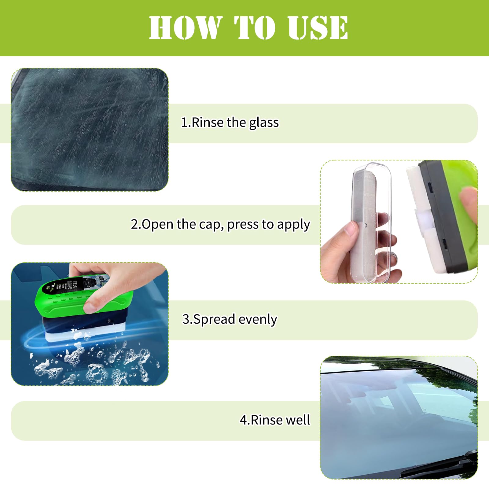 2 Clear Vision Auto Clearvision Clear Vision Oil Film Cleaning Brush, pellicola oleorepellente per vetri auto Clear View Pulitore Clean Vision Auto con 1Towel 3 ricariche