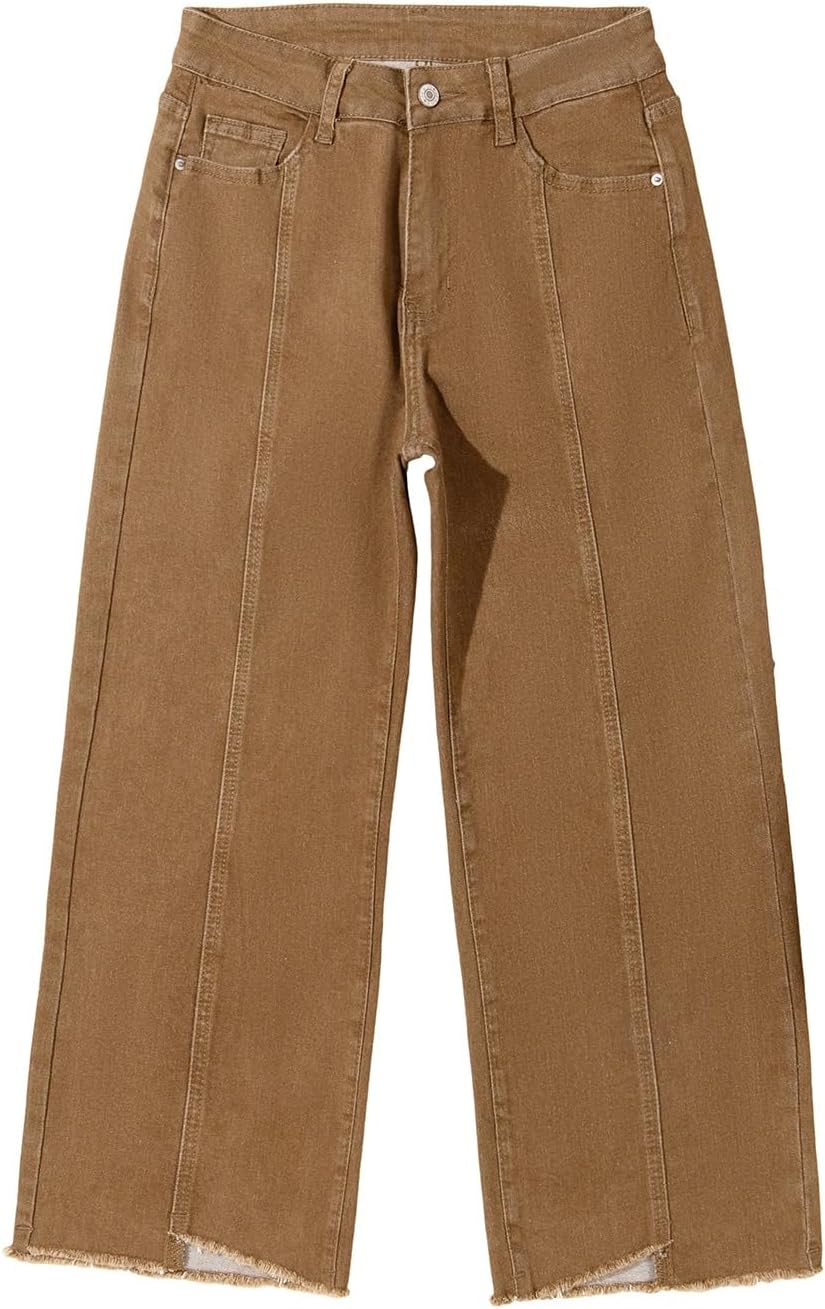 Sidefeel Women's Jeans High Waisted Wide Leg Loose Fit Straight Leg Zimbaplatinum Cropped Denim Pants - Image 8