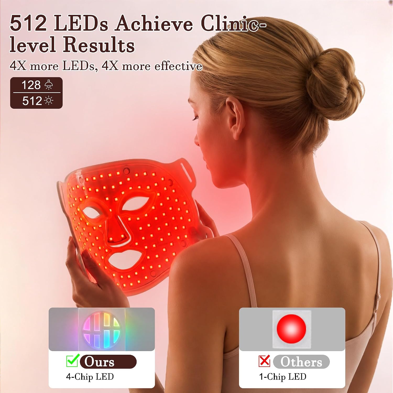 Red Light Therapy Mask for Face, 510(k) Cleared LED Face Mask with 850nm Near Infrared, 8 Modes Portable Red Light Mask Anti Aging Device for Skin Rejuvenation, 3000mAh Rechargeable