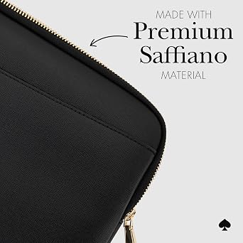 kate spade new york Saffiano Laptop Sleeve 16 Inch - Black - Compatible with All MacBook M Series Devices