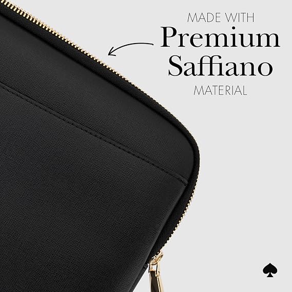 kate spade new york Saffiano Laptop Sleeve 16 Inch - Black - Compatible with All MacBook M Series Devices