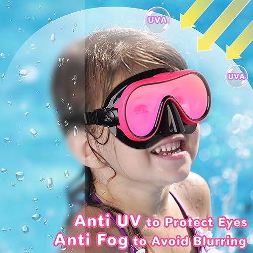 Miniatura 5 de Keary Gafas de natación para niños con cubierta de nariz para 5-16 años, máscara de natación para niños pequeños, niñas y jóvenes, antivaho