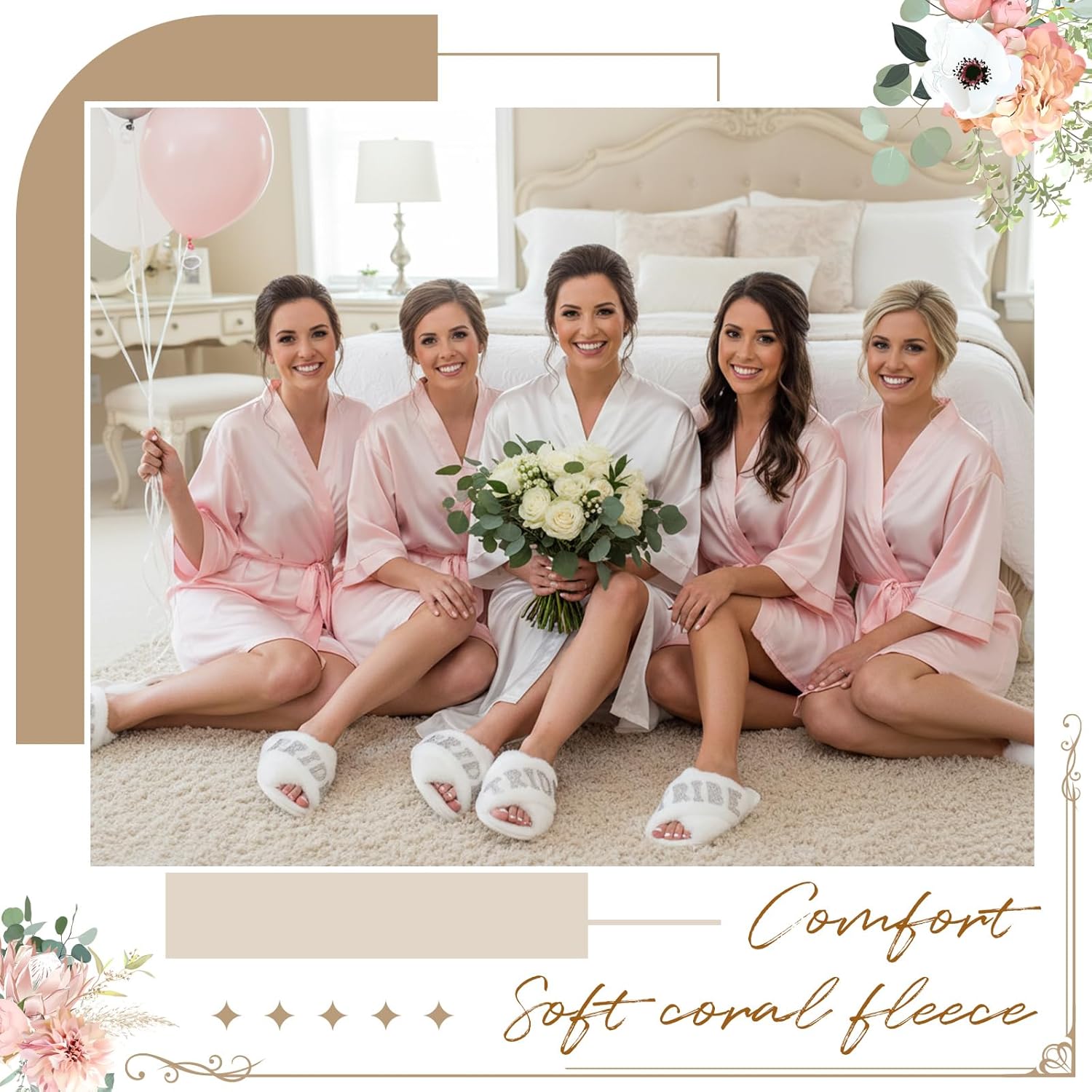 Ramede 12 Pairs Women's Fuzzy Slippers Bulk Wedding Bridesmaid Slippers Cross Band Open Toe Bride Shoes for Bridal Bachelorette Party - Image 6