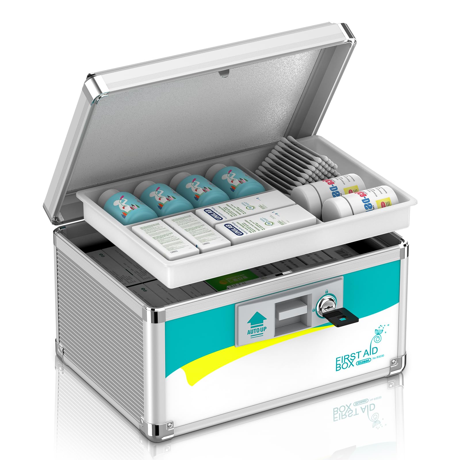 Sponsored Ad – Glosen Medicine Lock Box with key, Portable Locking Medication Box, Medicine Security Organizer Storage First Aid Box with Handle 10 * 6.7 * 6.7 inch