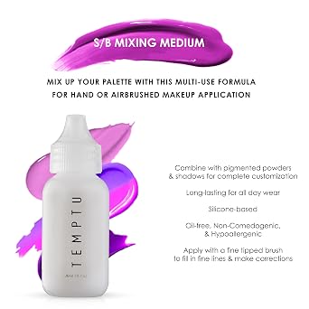 TEMPTU S/B Silicone-Based Airbrush Mixing Medium: Multi-Use Airbrush Makeup Thinner, Converts Powder Makeup Into Airbrush Liquid Form | 2 Sizes