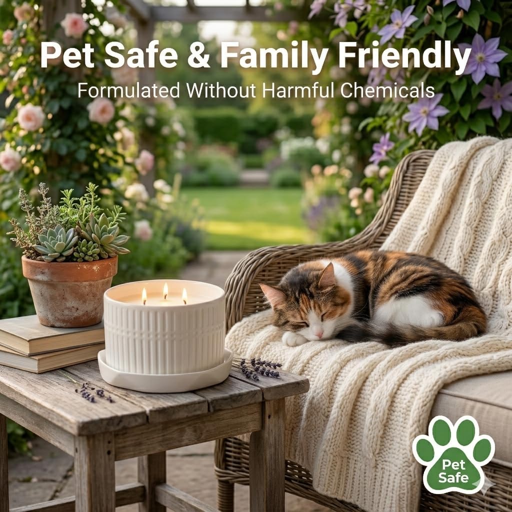 Outdoor Citronella Candle 1KG/35OZ Dual-Purpose, Mosquito Repellent Candle with Lid, Scented Candle with Citronella Essential Oil and Natural Soy Wax in Ceramic Pot for Patio, Garden, Family Safe