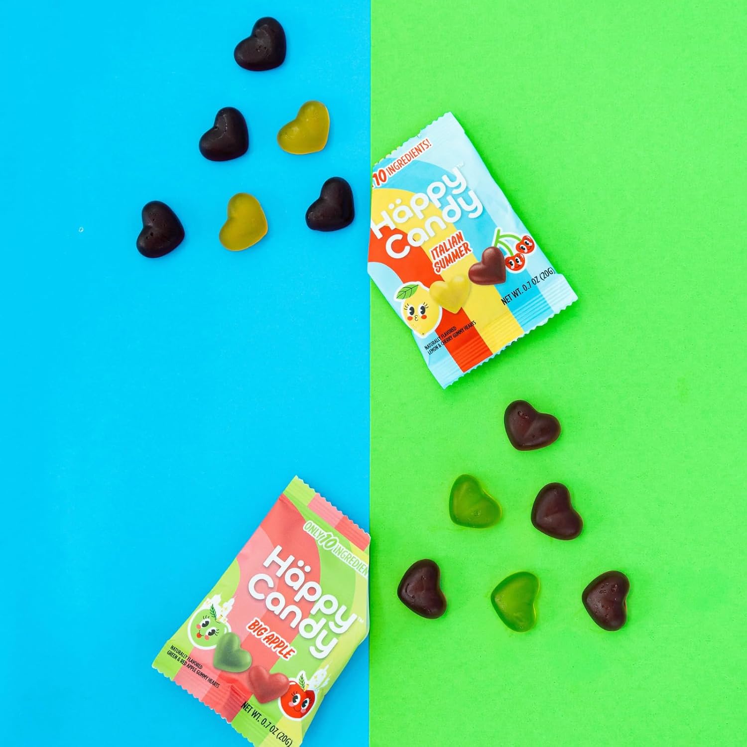 Mini Gummy Candy Variety Pack 24 Count 0.7 oz Bags Big Apple & Italian Summer 70% Less Sugar Vegan Non GMO Gluten Free No Alternative Sweeteners Kids Lunchbox Snacks