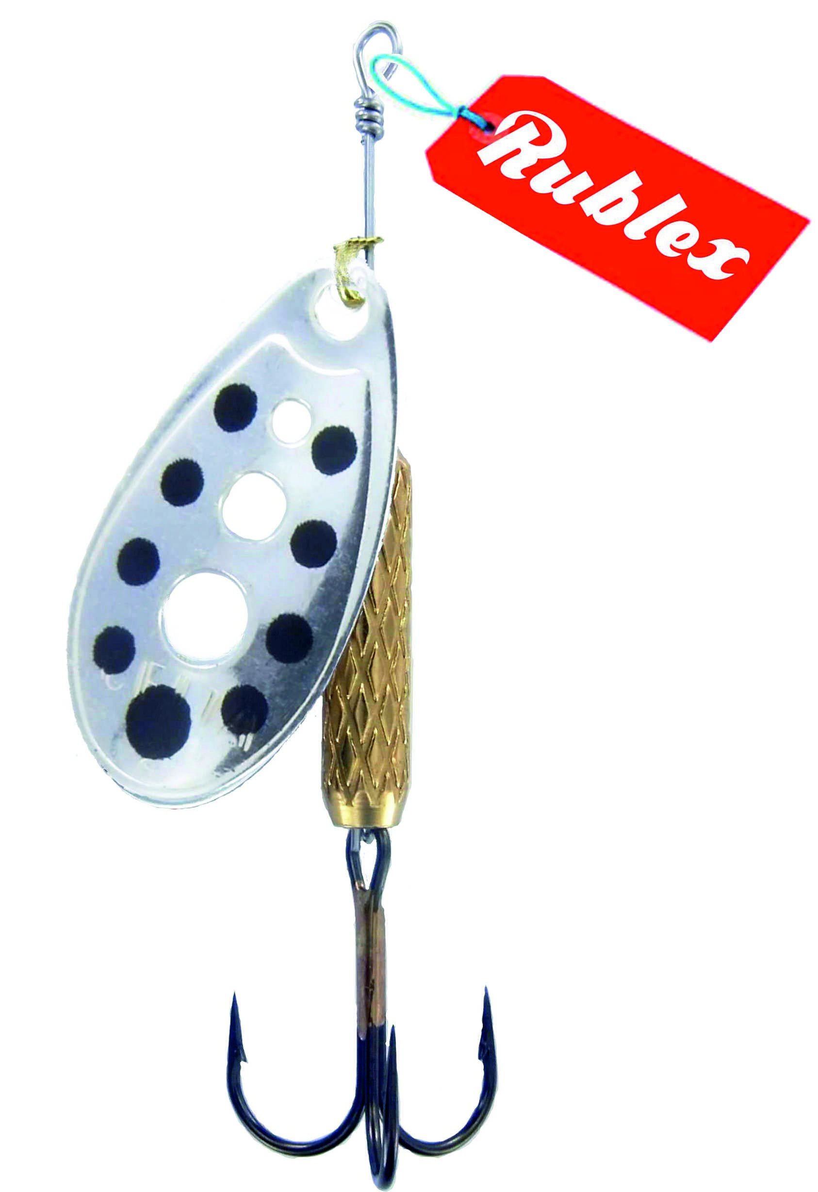 Pack de 5 Cucharillas de Pesca C-Turbo-5 APN | Cebo Artificial de Pesca con Sistema de Clip y Acción de Giro Mejorado, Plata Puntos Negros, 9gr